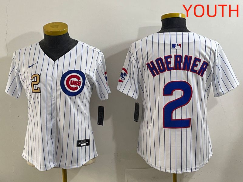 Youth 2025 Chicago Cubs #2 Hoerner White Stripe Game Nike MLB Jersey style 6